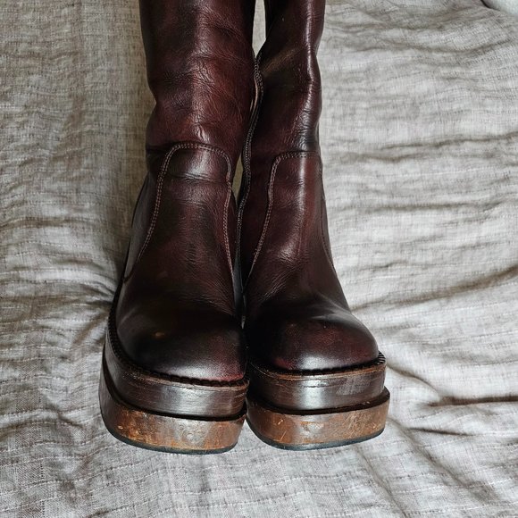 RARE Vintage SONAX Stacked Platform Chunky Boots from the 90s, Brown, US10 - Picture 5 of 9